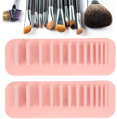 Siliconen make-upkwastenhouder Set 2 Stuks – Wandmontage met Zuignap – Siliconen Materiaal – Meerdere Sleuven – Voor Kwasten & Tandenborstels