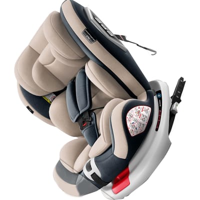 Siège Auto Portable pour Bébé et Bambin Rotation à 360 Degrés Siège Rehausseur Haute Dossier Couleur Café gray