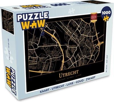 Puzzel Kaart - Utrecht - Luxe - Goud - Zwart - Legpuzzel - Puzzel 1000 stukjes volwassenen