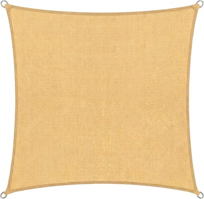 Abbey Camp Schaduwdoek - HDPE - 3 x 3 m - Zand - Zonnedoek - RVS Ringen - ASWAN-300