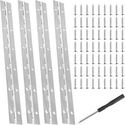 Roestvrij Stalen Pianoscharnieren 30 cm - 4 Stuks - Ideaal voor Deuren en Kasten