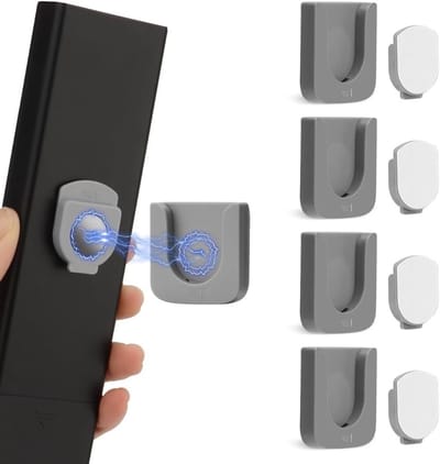 Magnetische Wandhouder voor Afstandsbediening, Innovatief Ontwerp voor Eenvoudige Organisatie van Thuis, Kantoor en Schoolbenodigdheden - 4 Stuks, Grijs, Ruimtebesparend en Handig