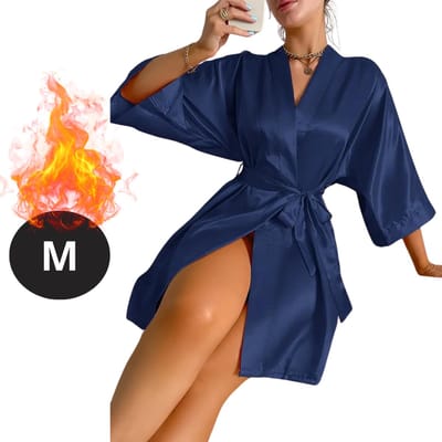 Bovista Satijnen Jurk - Slipdress - Pyama Dames - Badjas - Ochtendjas - Kimono - Erotisch - Kamerjas - Blauw M