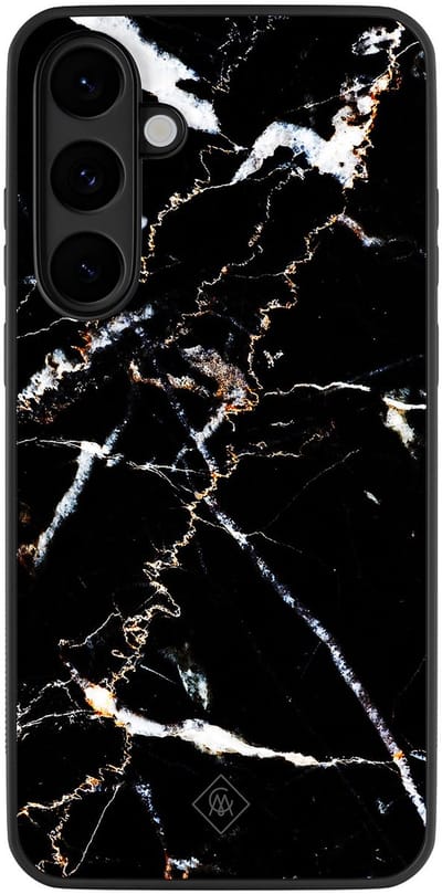 Casimoda® hoesje - Geschikt voor Samsung Galaxy S25 FE - Marmer Zwart - Zwart TPU Backcover - Marmer - Zwart