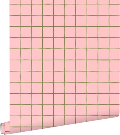 ESTAhome behang geblokt motief licht roze - 0.53 x 10.05 m - 131594