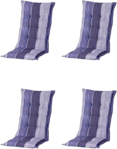 Madison - Tuinkussen - Hoge Rug - 4 st - Denim Stripe Blue - 123x50cm