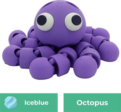 Flexibele octopus beeld – Decoratief beeld - IJsblauw - 3d geprinte beeld – Unieke woondecoratie - 25CM