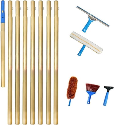 Huishoudelijke zuigmond set - Raamreiniger - Ramen reinigen - Telescopische stang - 35 cm breed - Zilver