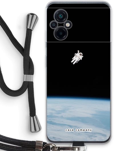 Case Company® - Hoesje met koord geschikt voor Xiaomi Poco M5 hoesje met Koord - Alone in Space - Telefoonhoesje met Zwart Koord - Bescherming aan alle Kanten en Over de Schermrand