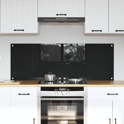vidaXL - Keukenachterwand - 2 - st - Zwart - 70 - x - 50 - cm - gehard - glas