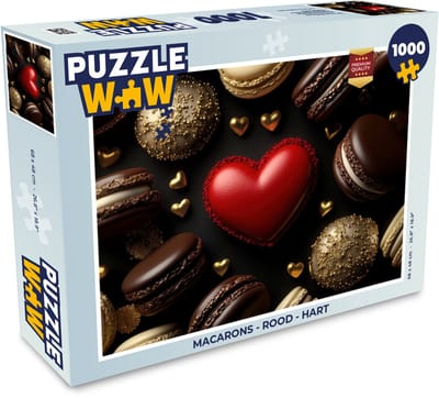 Puzzel Macarons - Rood - Hart - Legpuzzel - Puzzel 1000 stukjes volwassenen