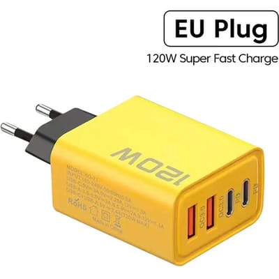 4 poorten Snellaad QC3.0 Dubbele USB Telefoonoplader Dubbele PD 120W Snel Opladen Type C Oplader Adapter Mobiele Telefoonoplader voor Smartphone