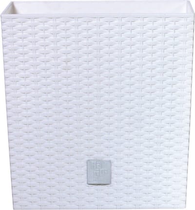Prosperplast Plantenpot Rato - rotan look - bloempot met binnenpot - wit - 32x32x33 cm - kunststof