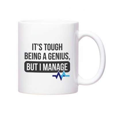Het is zwaar om een genie te zijn maar ik red me Mok 330 ml – Grappige Tekst Koffiemok – Cadeau voor Slimme Vrienden & Collega’s