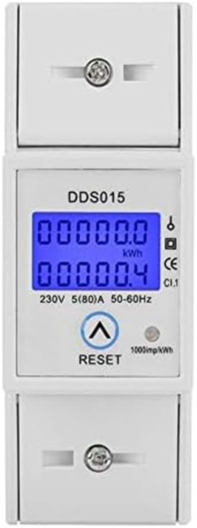Eenfase energiemeter DDS015 5-80A 230V 50Hz digitale LCD Wattmeter 35 mm DIN-rail montage