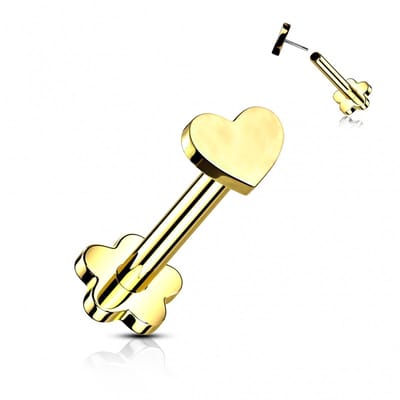Piercing titanium push in hartje 1.2x8 - goud - LMPiercings