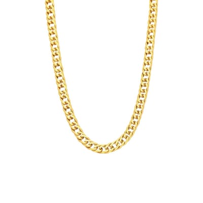 Lucardi Kinder Stalen goldplated ketting met gourmetschakel 6mm - Ketting - Staal - Goud - 42 cm