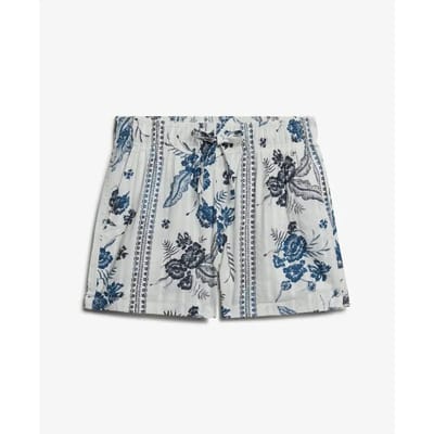 Superdry Katoenen Bedrukte Strandshorts Crème Grootte: 36