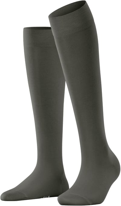 FALKE Cotton Touch lang eenkleurig katoen kniekousen dames groen - maat 39-42