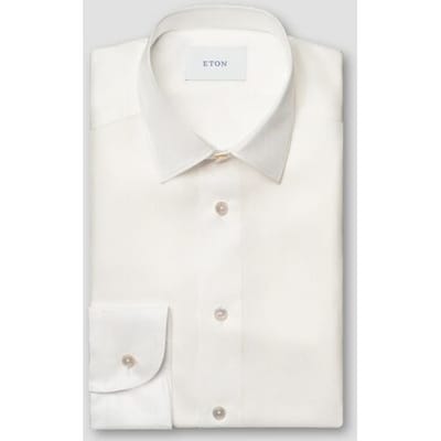 Eton Overhemd Luxury Silk Twill Mother of Pearl Buttons Wit / male