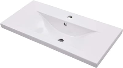 Wastafel Keramiek - Badkamer Spoelbak - Badkamer Inrichten - Met Overloop - 81 x 39.5 cm - Wit