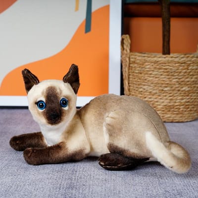 Simulatie Kat Pluche Zacht Liggend Staand Dier Chinese Li Huaoranje Siamees Kat Verjaardagscadeau 25cm orange