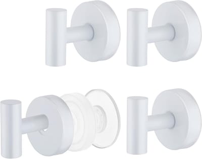 Suction Cup Haakjes Set van 4, Sterke Zuignappen voor Handdoeken, Badjassen en Kleding, Geen Boren Nodig, Waterdicht en Herbruikbaar
