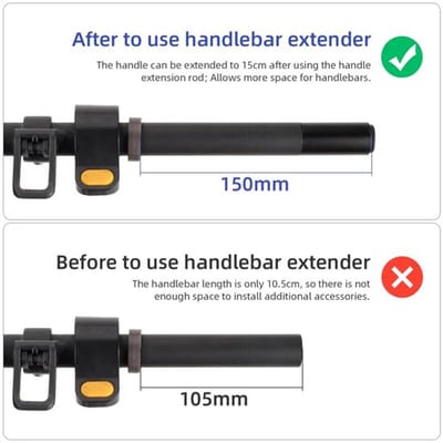 NTHProducts - Scooter Handlebar Extension - Verlenging voor accessoires - Zwart - Aluminium - Geschikt voor Segway Ninebot Max-G30 - Extra grip en rui