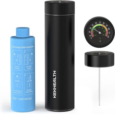 SnelShoppen - TSA Goedkeurde Insuline Koeltas voor Reis, 60 Uur Draagbare Insuline Koelbox met Grote Dial Thermometer & 2 Koelelementen | Ideaal voor