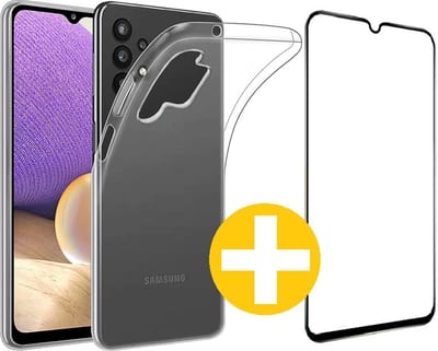 Samsung A32 5G Hoesje + Premium screenprotector Samsung Galaxy A32 5G | Siliconen hoesje | Transparant Hoesje | Tempered Glass | Volledige bescherming