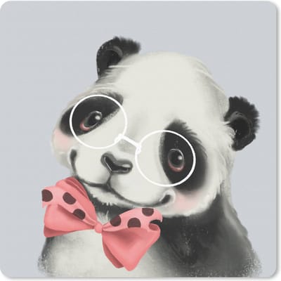 Muismat 20x20 cm - Mousepad Panda - Kinderen - Strik - Muismatten