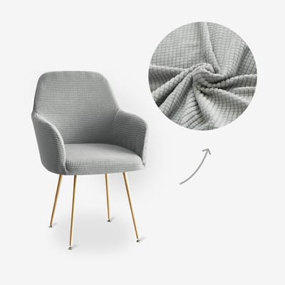 BankhoesDiscounter Knitted Stoelhoes met Armleuning – Eetkamer Stoelhoezen – Zetelhoes - Stoelbeschermers – Stoelhoezen Stretch - Lichtgrijs