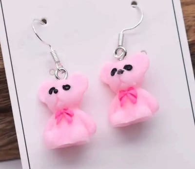Akyol - beer oorbellen - bear - beer oorhangers - oorbellen beer - oorhangers beer - meisjes oorbel - cadeau oorbel voor meisje - roze beertjes - glitter oorbel - leuke oorbelletjes meisje - beer oorhangers