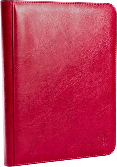 FANTASY CLUB | Kaartenalbum met 9 vakken – Premium PU-leer in rood met diamanttextuur en ritssluiting | 360 kaarten | Zuur- en PVC-vrij