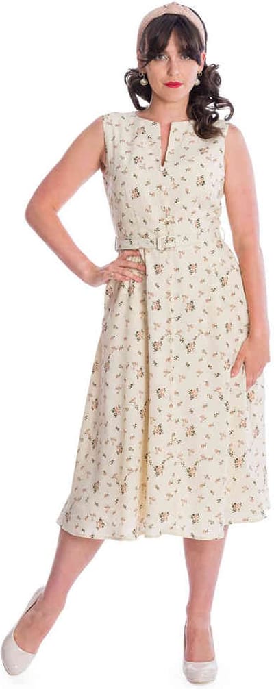 Banned - POPPY Flare jurk - S - Wit