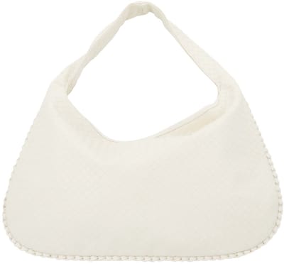 Zusss Grote Gevlochten Tas 100% PU Leer Off White