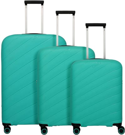 Travelite Burano 4 wielen Kofferset 3-delig met uitbreidingsplooi - Harde bagage - TSA slot - aqua