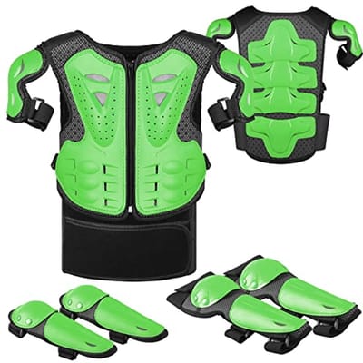Motorjack voor Kinderen met Knie- en Elleboogbeschermers en Borstpantser voor Outdoor Sport