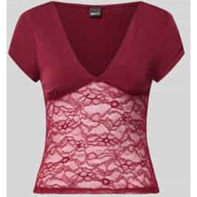 T-shirt met V-hals en kant