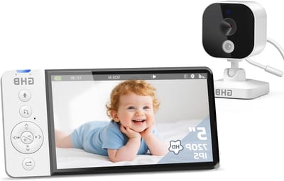 Babyfoon Video - Baby Camera - Baby Bewaking - 5 Inch IPS Scherm - 5000 mAh Batterij - Wit
