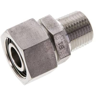 18L & 1/2'' NPT RVS Rechte Draaidoorvoer Buitendraad 315bar FKM O-ring en Afdichtconus Verstelbaar ISO 8434-1