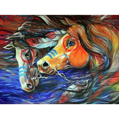 5D Doe-het-zelf Diamantschilderij Gekleurde Paarden Diamantborduurwerk Mozaïek Kruissteek Strass Decoratie 20X30CM black