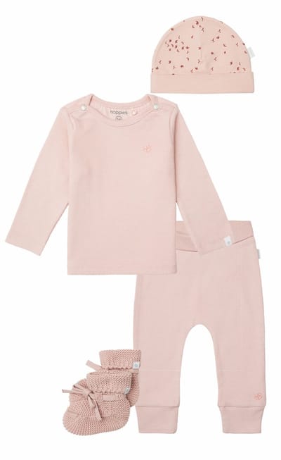 Noppies - Kledingset - 4 delig - Broek Naura Rose Smoke - Shirt Natal - Muts Navar - Slofjes Nelson - Maat 44