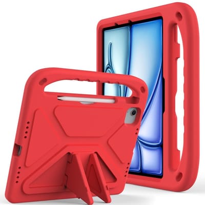 Coverup Tablethoes geschikt voor iPad Air 11 (2024/2025/2026) / Pro 11 (2024/2025) Hoesje - ShockProof Kids Case - Rood