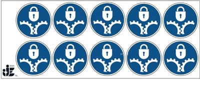 Bewegende delen vergrendelen gebodssticker - M068 | 5 cm - 10 stuks per vel