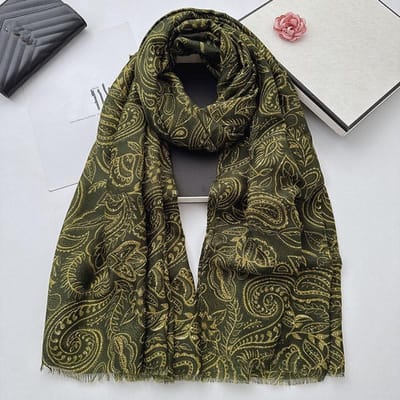 Dames Vintage Paisley Bloemendruk Sjaal Viscose Ademend Warm Decoratief Gedrukt Vakmanschap Niet-rekbaar black