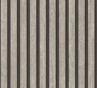 Hout behang Profhome 391092-GU vliesbehang hardvinyl warmdruk in reliëf gestructureerd in hout look mat grijs zwart 5,33 m2
