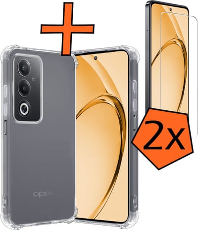 Hoes - Met Screenprotector - 2 Stuks - Geschikt voor OPPO A80 - Sterk & Shockproof - Siliconen Case - Back Cover - Telefoon Hoes - Shock Proof - Transparant