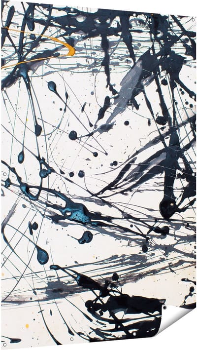 Gards Tuinposter Abstracte Kunst van Zwarte Verf - 120x180 cm - Tuindoek - Tuindecoratie - Wanddecoratie buiten - Tuinschilderij