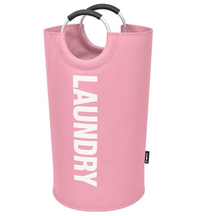 BOTC Wasmand - Waszak - Laundry basket - Wassorteerder - 38x63 cm - waszak vouwbaar - draagbaar wasbox - Roze
